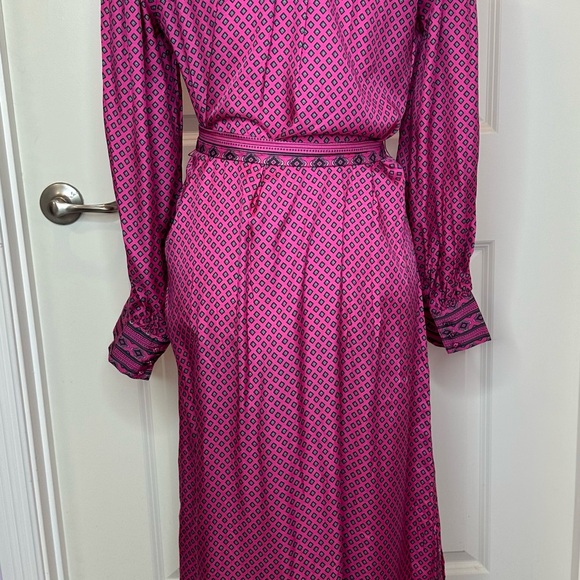 NWT vineyard vines Long Sleeve Silk Blend Twill Midi Shirtdress in Diamond Sz M - Picture 8 of 14